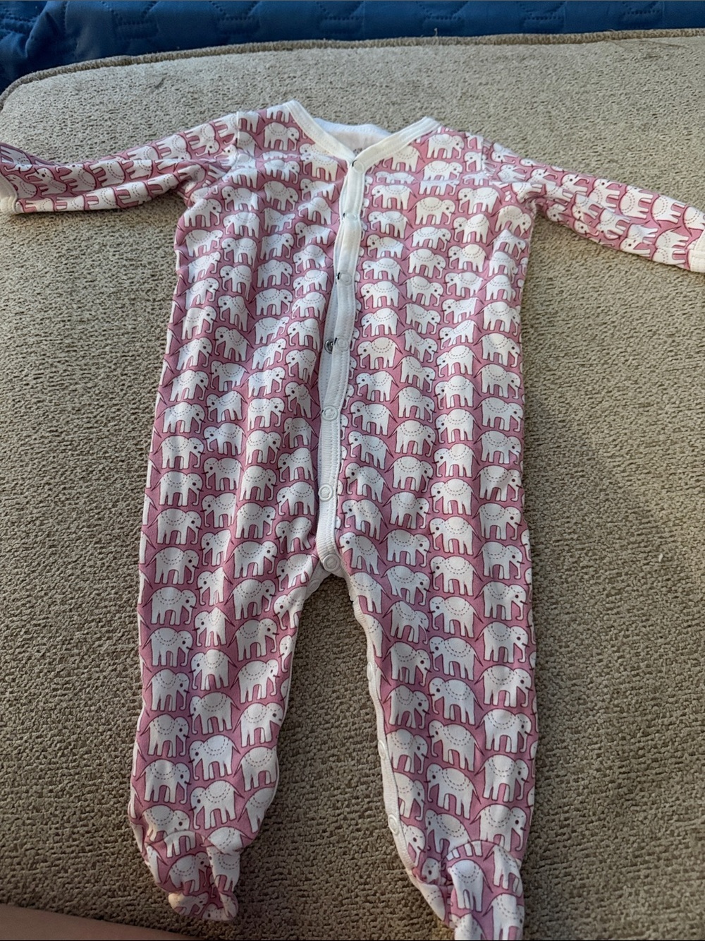 Roller Rabbit Pink and White Elephant Footed One-Piece